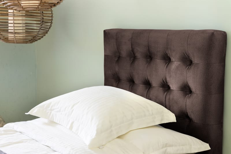Ella Sängpaket 90x200 cm Rutig Gavel - Brun/Sammet - Möbler - Säng - Komplett sängpaket