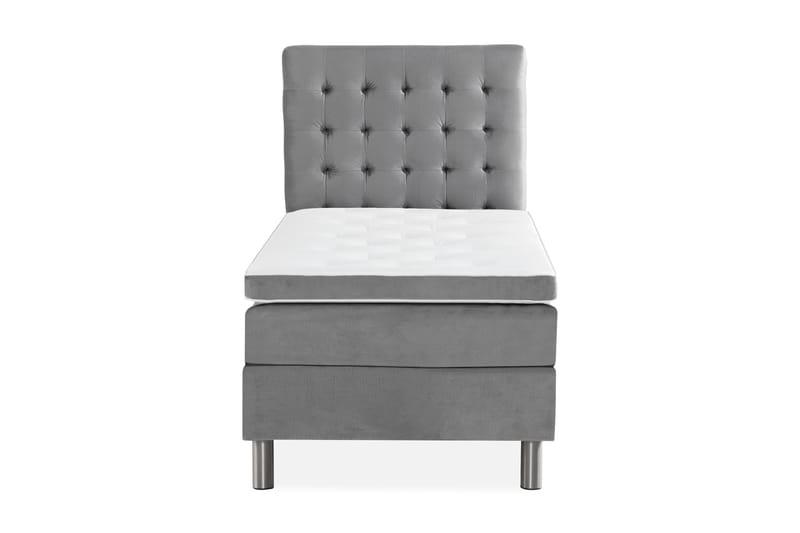 Ella Sängpaket 90x200 cm Rutig Gavel - Ljusgrå/Sammet - Möbler - Säng - Komplett sängpaket