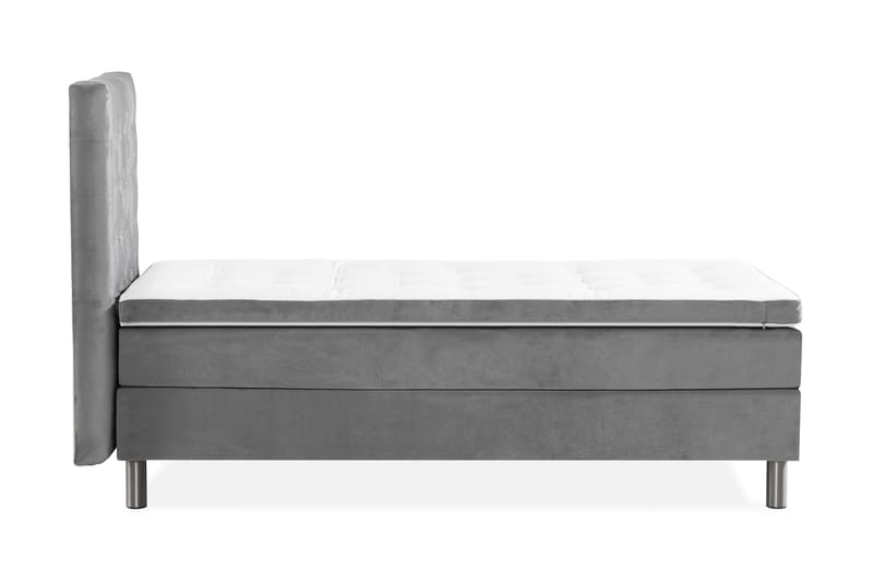 Ella Sängpaket 90x200 cm Rutig Gavel - Ljusgrå/Sammet - Möbler - Säng - Komplett sängpaket