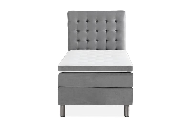 Ella Sängpaket 90x200 cm Rutig Gavel - Ljusgrå/Sammet - Möbler - Säng - Kontinentalsäng