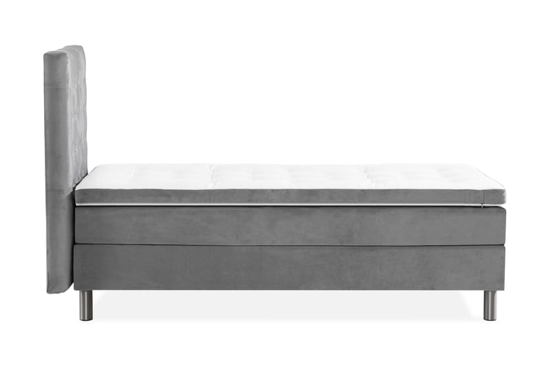 Ella Sängpaket 90x200 cm Rutig Gavel - Ljusgrå/Sammet - Möbler - Säng - Kontinentalsäng
