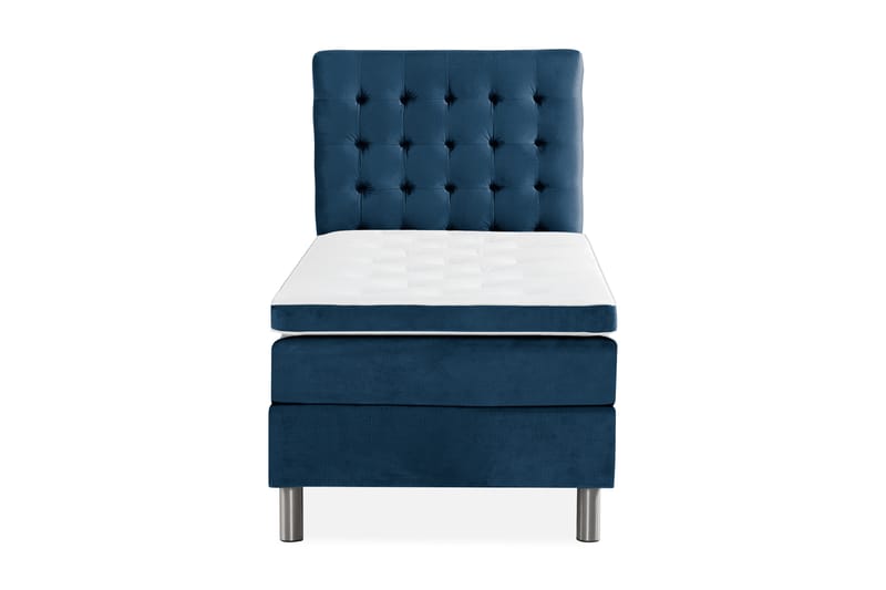 Ella Sängpaket 90x200 cm Rutig Gavel - Mörkblå/Sammet - Möbler - Säng - Komplett sängpaket