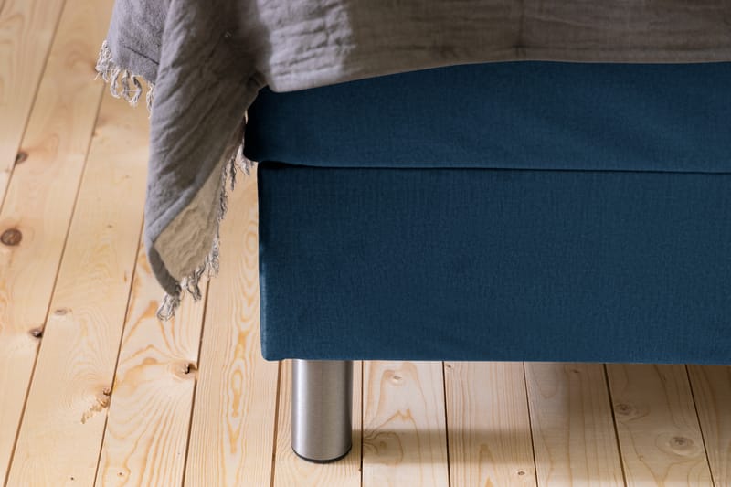 Ella Sängpaket 90x200 cm Rutig Gavel - Mörkblå/Sammet - Möbler - Säng - Komplett sängpaket