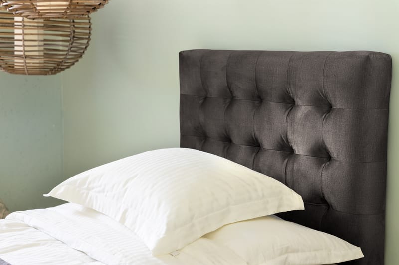 Ella Sängpaket 90x200 cm Rutig Gavel - Mörkgrå/Sammet - Möbler - Säng - Komplett sängpaket