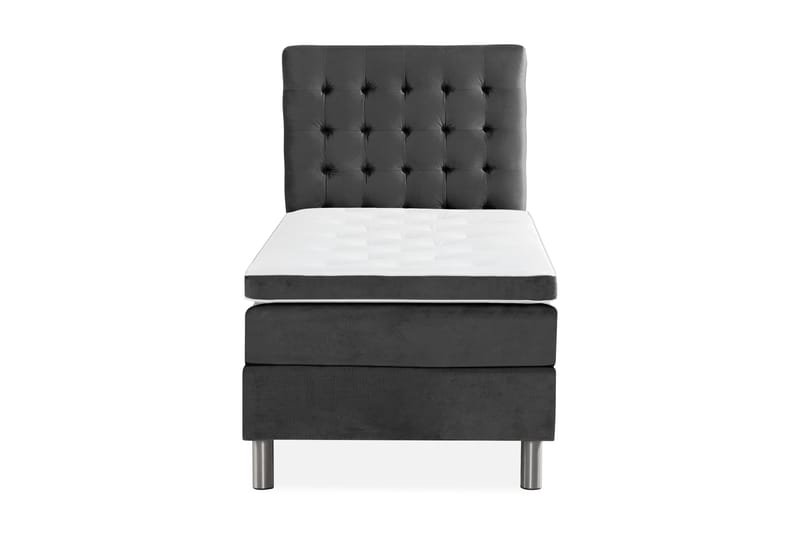 Ella Sängpaket 90x200 cm Rutig Gavel - Mörkgrå/Sammet - Möbler - Säng - Komplett sängpaket