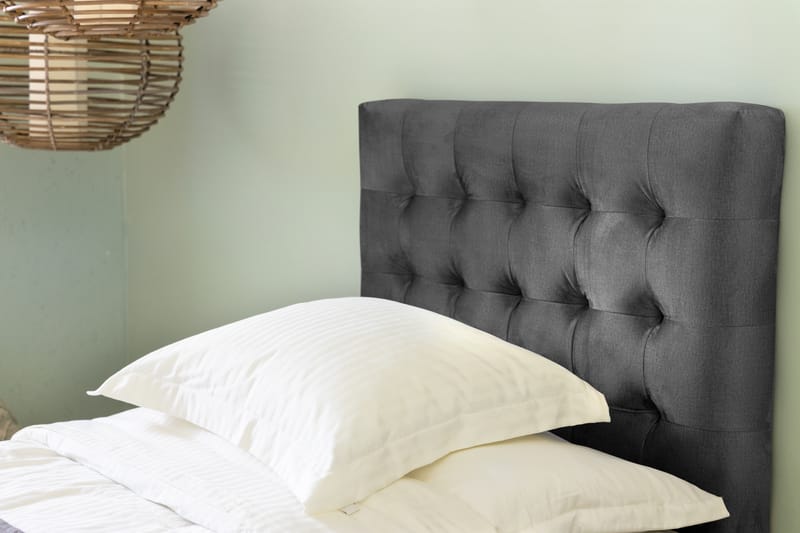 Ella Sängpaket 90x200 cm Rutig Gavel - Mörkgrå/Sammet - Möbler - Säng - Komplett sängpaket