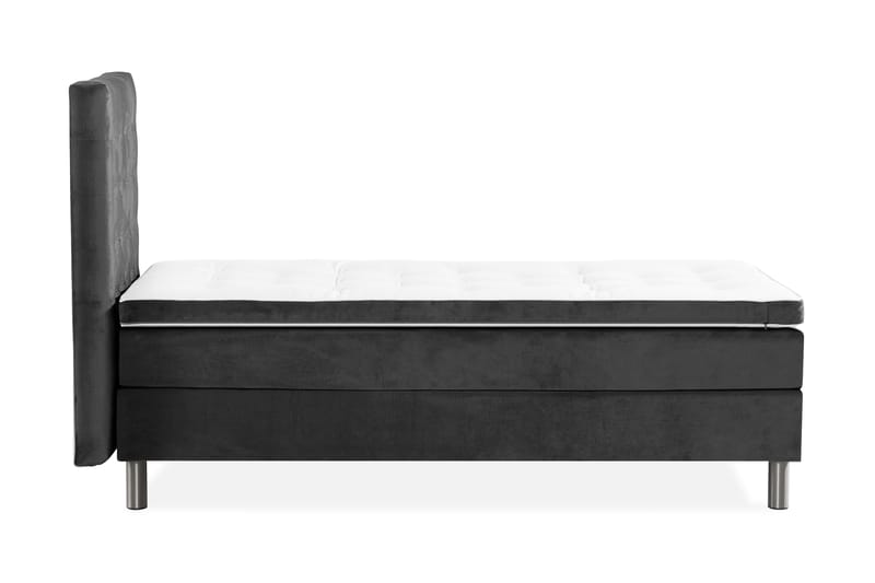 Ella Sängpaket 90x200 cm Rutig Gavel - Mörkgrå/Sammet - Möbler - Säng - Komplett sängpaket