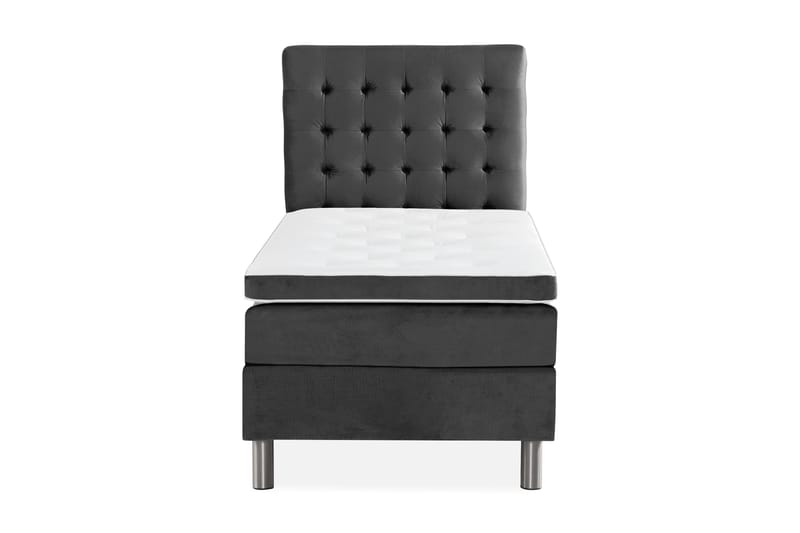 Ella Sängpaket 90x200 cm Rutig Gavel - Mörkgrå/Sammet - Möbler - Säng - Kontinentalsäng