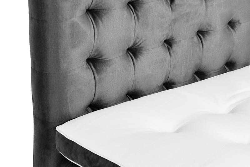 Ella Sängpaket 90x200 cm Rutig Gavel - Mörkgrå/Sammet - Möbler - Säng - Kontinentalsäng