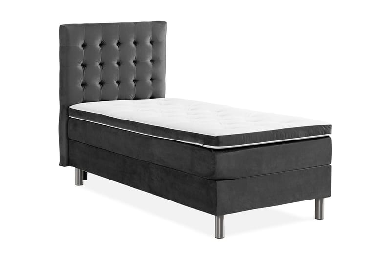 Ella Sängpaket 90x200 cm Rutig Gavel - Mörkgrå/Sammet - Möbler - Säng - Kontinentalsäng