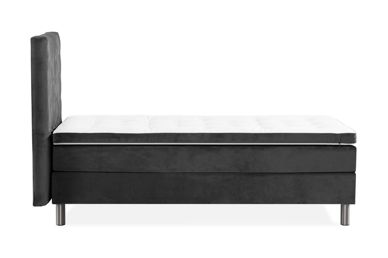 Ella Sängpaket 90x200 cm Rutig Gavel - Mörkgrå/Sammet - Möbler - Säng - Kontinentalsäng