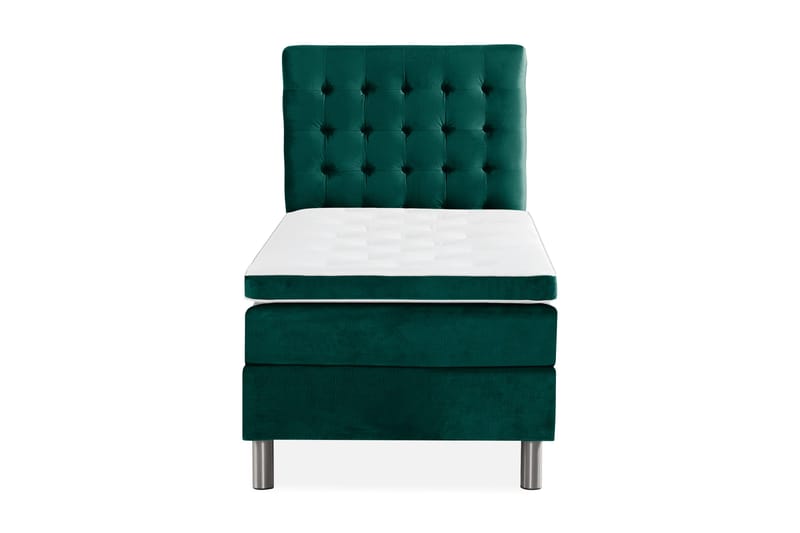 Ella Sängpaket 90x200 cm Rutig Gavel - Mörkgrön/Sammet - Möbler - Säng - Kontinentalsäng