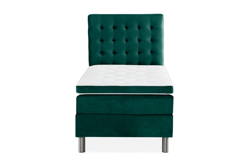 Ella Sängpaket 90x200 cm Rutig Gavel - Mörkgrön/Sammet - Möbler - Säng - Komplett sängpaket