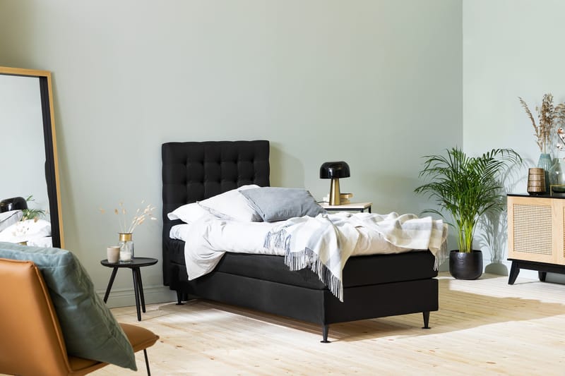 Ella Sängpaket 90x200 cm Rutig Gavel - Svart - Möbler - Säng - Kontinentalsäng