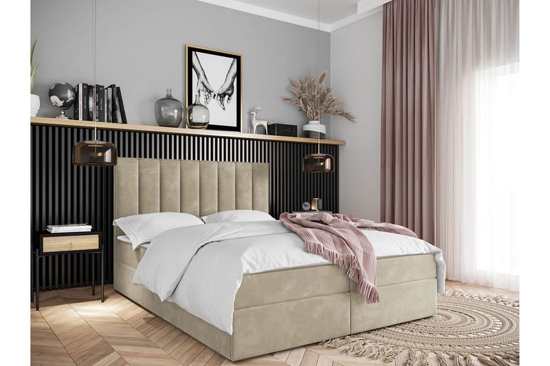 Esher Kontinentalsäng 160x200 cm Medium - Sammet/Beige - Möbler - Säng - Kontinentalsäng