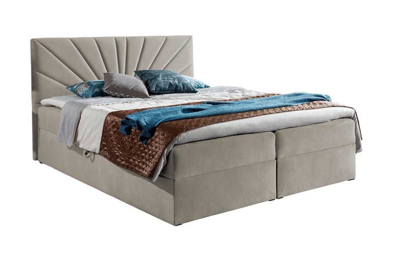 Frusci Sängpaket – Kontinentalsäng 120x200 cm med Förvaring och Sänggavel, Beige
