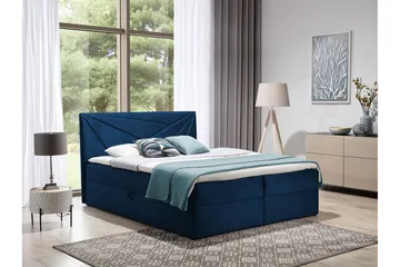 Frusci Sängpaket – Kontinentalsäng 120x200 cm med Sänggavel + Bäddmadrass med Fasthetsgrad Medium - Blå - Möbler - Säng - Kontinentalsäng