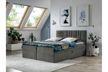 Frusci Sängpaket – Kontinentalsäng 120x200 cm med Sänggavel + Bäddmadrass med Fasthetsgrad Medium - Grå - Möbler - Säng - Kontinentalsäng