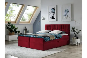 Frusci Sängpaket – Kontinentalsäng 120x200 cm med Sänggavel + Bäddmadrass med Fasthetsgrad Medium - Röd - Möbler - Säng - Kontinentalsäng