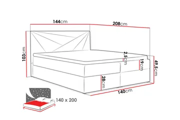Frusci Sängpaket – Kontinentalsäng 140x200 cm med Sänggavel + Bäddmadrass med Fasthetsgrad Medium - Beige - Möbler - Säng - Kontinentalsäng