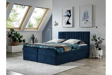 Frusci Sängpaket – Kontinentalsäng 140x200 cm med Sänggavel + Bäddmadrass med Fasthetsgrad Medium - Blå - Möbler - Säng - Kontinentalsäng