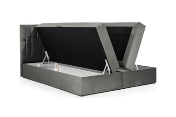 Frusci Sängpaket – Kontinentalsäng 140x200 cm med Sänggavel + Bäddmadrass med Fasthetsgrad Medium - Grå - Möbler - Säng - Kontinentalsäng