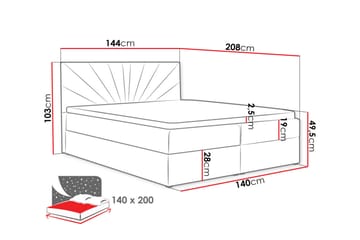 Frusci Sängpaket – Kontinentalsäng 140x200 cm med Sänggavel + Bäddmadrass med Fasthetsgrad Medium - Grå - Möbler - Säng - Kontinentalsäng
