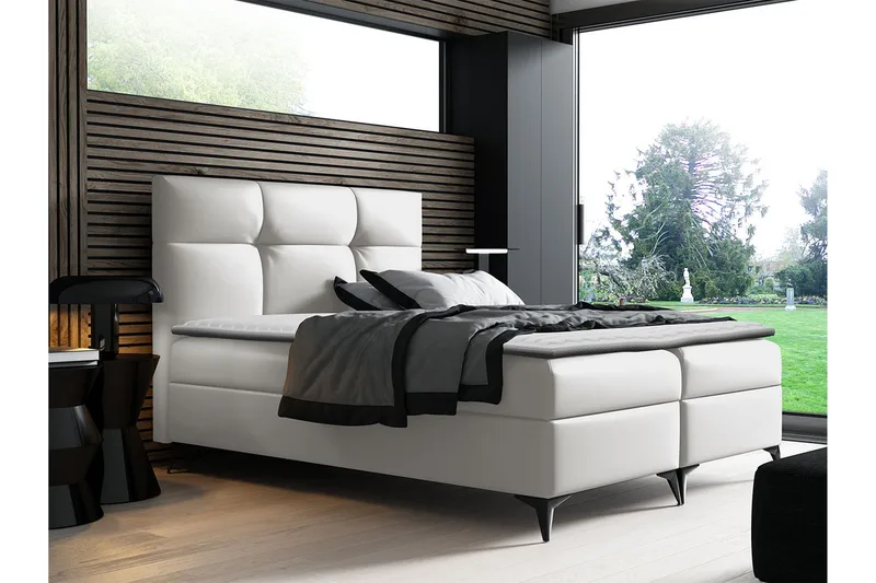 Galtebol Kontinentalsäng 200x200 cm LED-belysning - Vit - Möbler - Säng - Kontinentalsäng