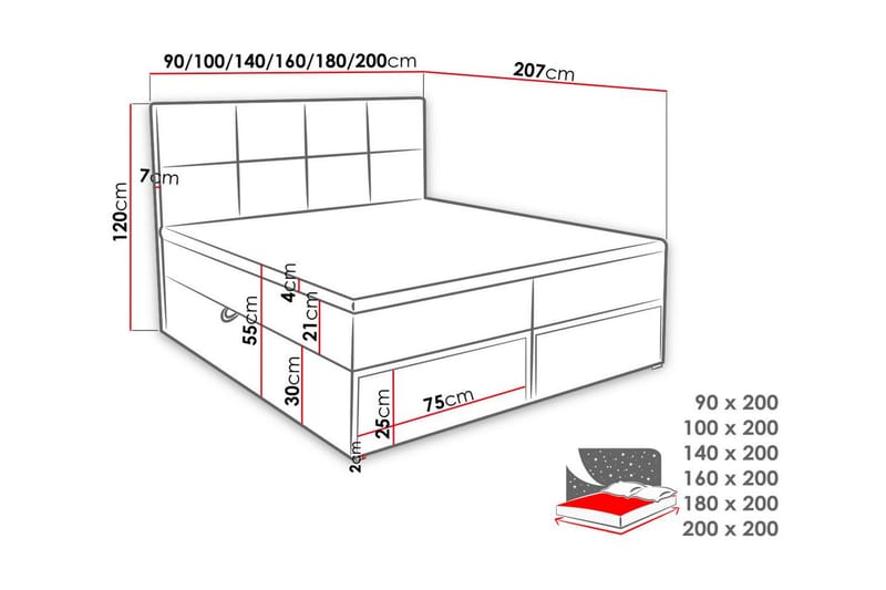 Garda Lux Kontinentalsäng 140x207 cm  Vit  Vit - Vit - Kontinentalsäng