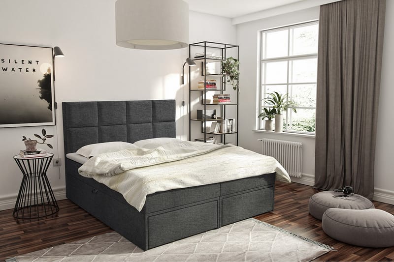 Garda Lux Kontinentalsäng 160x207 cm  Mörkgrå  Mörkgrå - Mörkgrå - Möbler - Säng - Kontinentalsäng