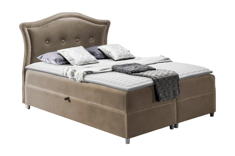 Hestra Kontinentalsäng 180x200 cm LED-belysning, Brun