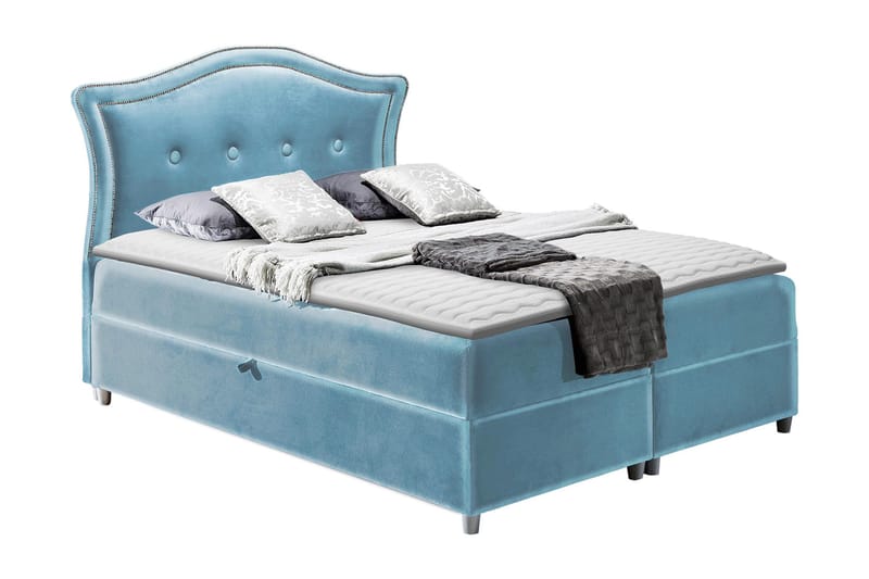 Hestra Kontinentalsäng 200x200 cm LED-belysning, Blå