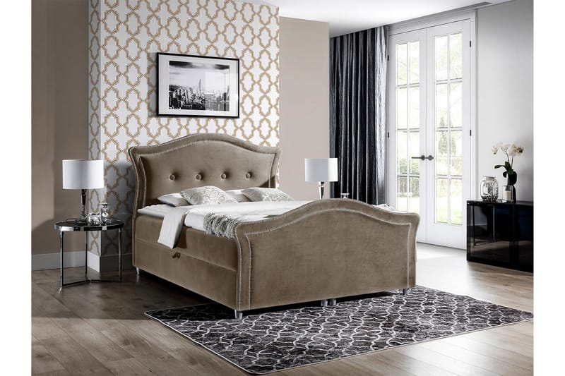 Hestra Lux Kontinentalsäng 160x200 cm LED-belysning - Brun - Möbler - Säng - Kontinentalsäng