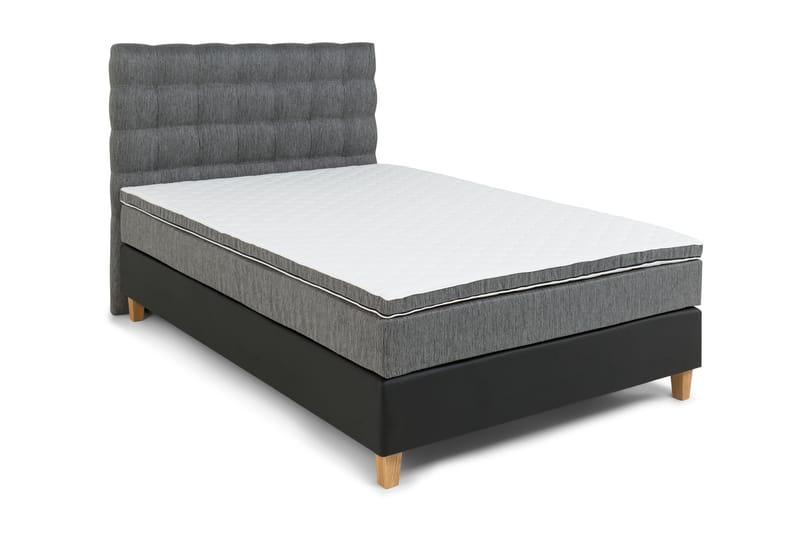 Hilton Lyx Komplett sängpaket120  Svart PU/Tyg Ek Fyrkan - Svart PU/Tyg Ek Fyrkantig - Möbler - Säng - Komplett sängpaket