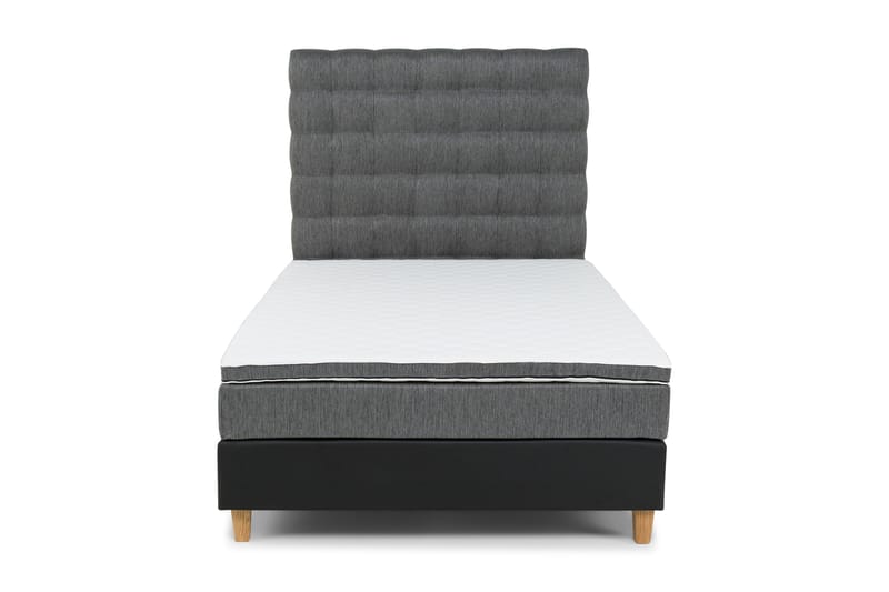 Hilton Lyx Komplett sängpaket120  Svart PU/Tyg Ek Fyrkan - Svart PU/Tyg Ek Fyrkantig - Möbler - Säng - Komplett sängpaket