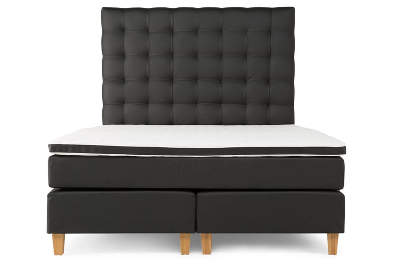 Hilton Lyx Komplett Sängpaket160  Svart PU Ek Fyrkantig - Svart PU Ek Fyrkantig - Möbler - Säng - Komplett sängpaket