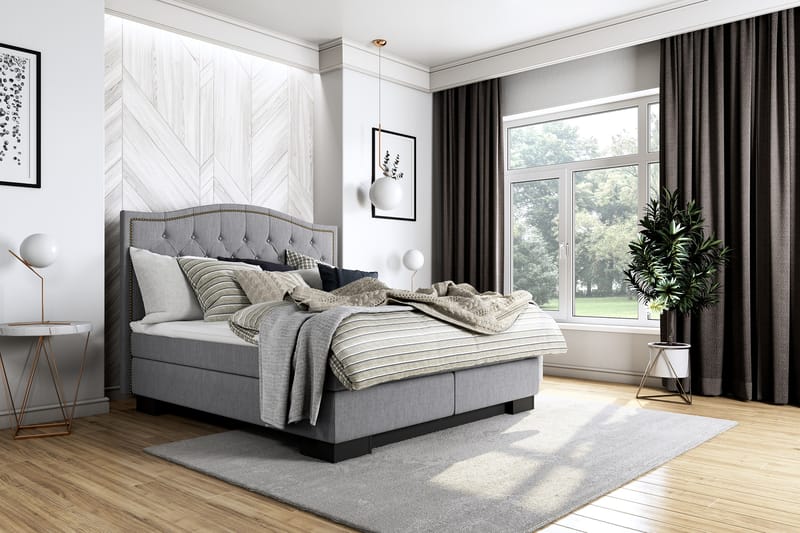Hilton Lyx Komplett Sängpaket160x200 Amiral Sänggavel - Grå - Möbler - Säng - Komplett sängpaket