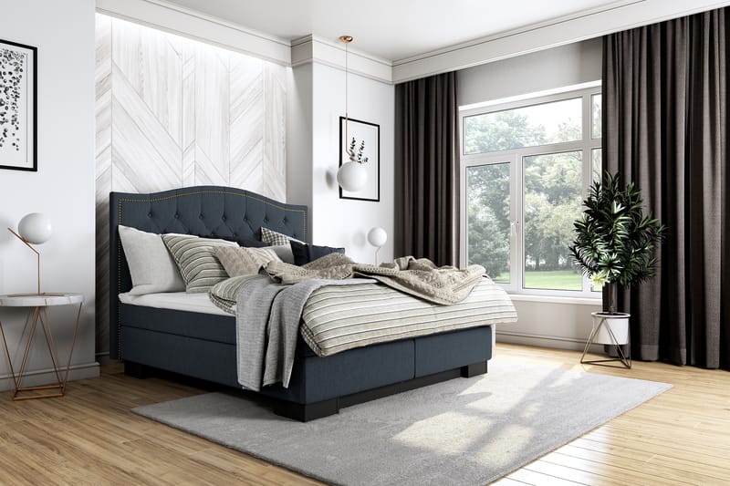 Hilton Lyx Komplett Sängpaket160x200 Amiral Sänggavel - Mörkblå - Möbler - Säng - Komplett sängpaket