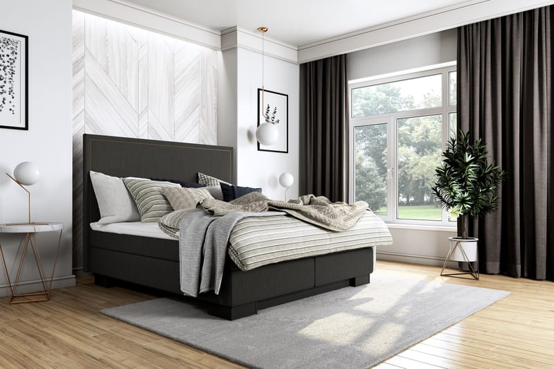 Hilton Lyx Komplett Sängpaket160x200 Amiral Sänggavel Rak - Svart - Möbler - Säng - Komplett sängpaket