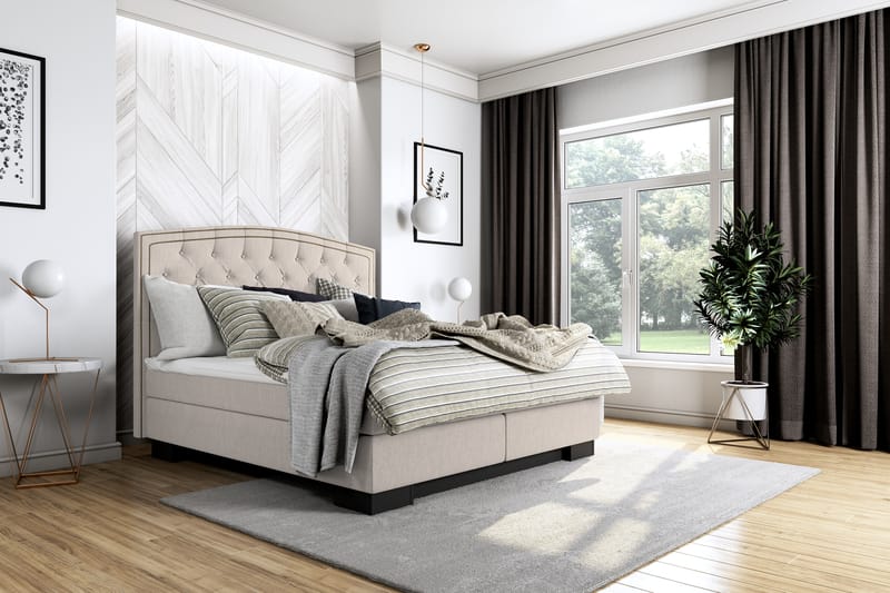 Hilton Lyx Komplett Sängpaket160x210 Amiral Sänggavel - Beige - Möbler - Säng - Komplett sängpaket