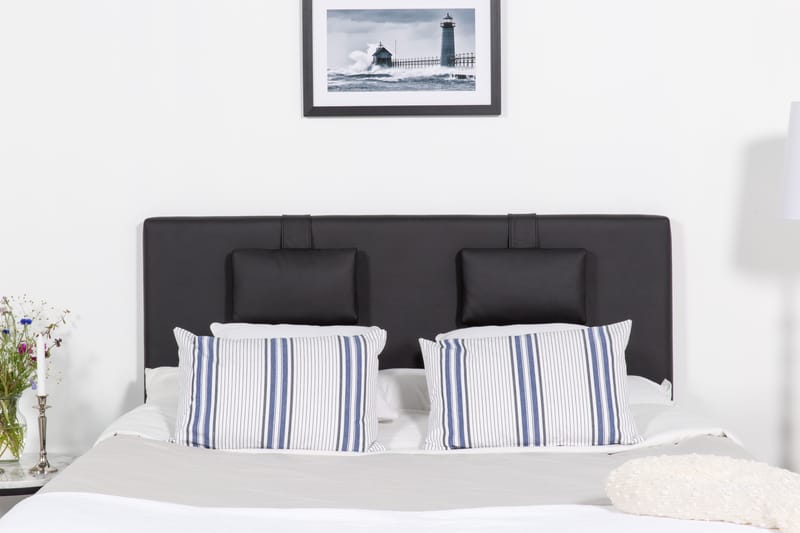 Hilton Lyx Komplett Sängpaket180  Svart PU Ek Fyrkantig - Svart PU Ek Fyrkantig - Möbler - Säng - Komplett sängpaket