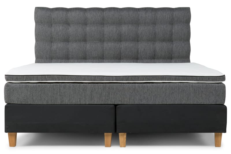 Hilton Lyx Komplett Sängpaket180  Svart PU/Tyg Ek Fyrkan - Svart PU/Tyg Ek Fyrkantig - Möbler - Säng - Komplett sängpaket