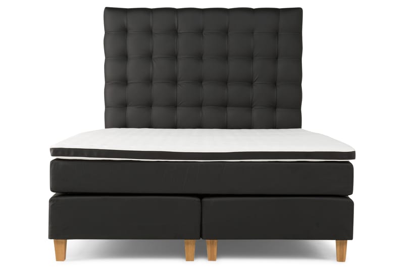 Hilton Lyx Komplett Sängpaket180  Svart PU Ek Fyrkantig - Svart PU Ek Fyrkantig - Möbler - Säng - Komplett sängpaket