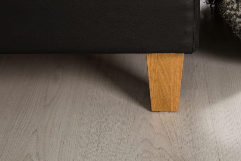 Hilton Lyx Komplett Sängpaket180  Svart PU/Tyg Ek Fyrkan - Svart PU/Tyg Ek Fyrkantig - Möbler - Säng - Komplett sängpaket