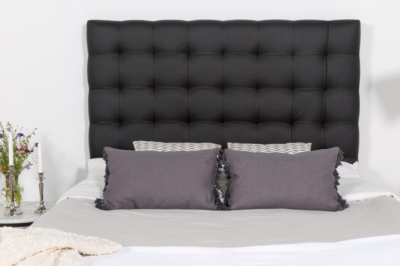 Hilton Lyx Komplett Sängpaket180  Svart PU Svart Fyrkant - Svart PU Svart Fyrkantig - Möbler - Säng - Komplett sängpaket
