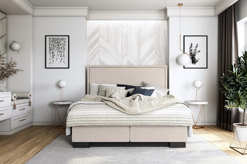 Hilton Lyx Komplett Sängpaket180x200 Amiral Sänggavel - Beige - Möbler - Säng - Komplett sängpaket