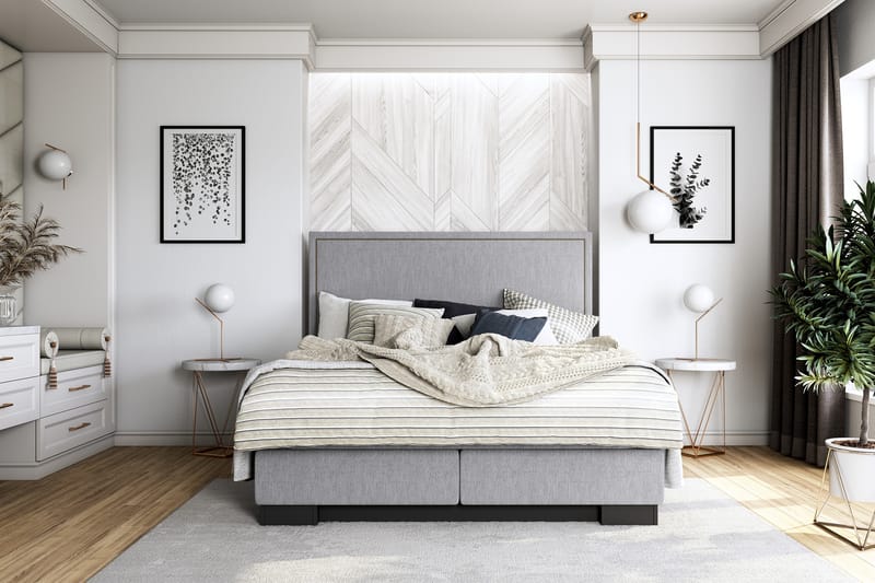 Hilton Lyx Komplett Sängpaket180x200 Amiral Sänggavel - Ljusgrå - Möbler - Säng - Komplett sängpaket