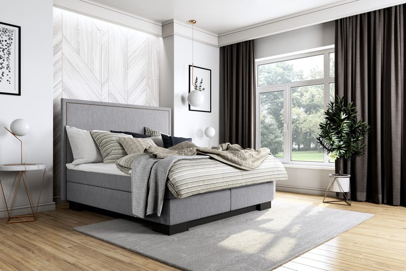 Hilton Lyx Komplett Sängpaket180x210 Amiral Sänggavel - Ljusgrå - Möbler - Säng - Komplett sängpaket
