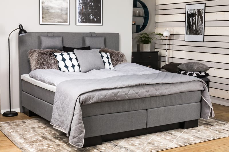 Hilton Lyx Komplett Sängpaket180x210  Ljusgrå - Ljusgrå - Möbler - Säng - Komplett sängpaket