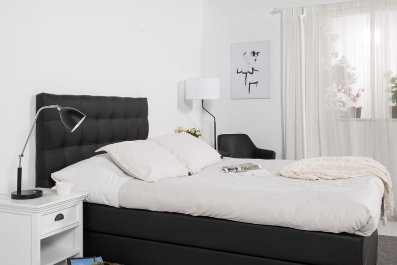 Hilton Lyx Sängpaket 120x200Konstläder Sockel  Svart - Svart - Komplett sängpaket - Kontinentalsäng